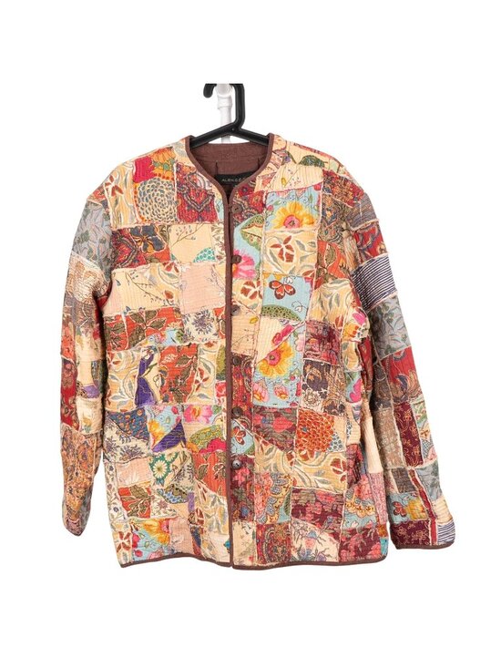 Alexis & Avery Jackets & Blazers - Patchwork Kantha Jacket XL Floral Boho Peasant Festival Long Layering Earthy